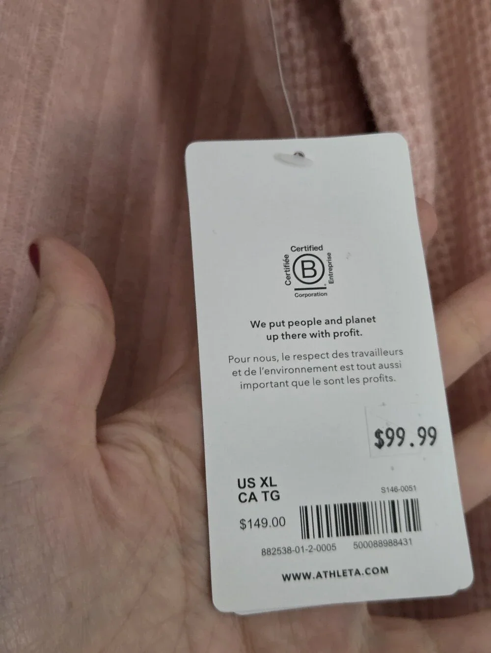 Athleta Blush Ribbed Crewneck Sweater with Balloon Sleeves